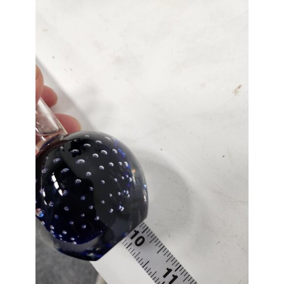 Vintage 1960s Blue Clear Controlled Bubbles Hand Blown Art Glass Bud Vase MCM - Picture 7 of 8